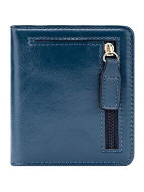 Small RFID Blocking Wallet Women Slim Bifold Card Holder ID Window Zipper Travel